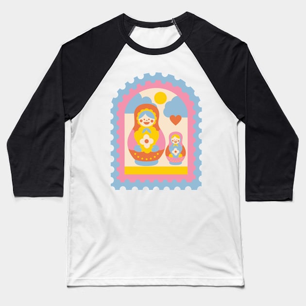 Cute Aesthetic Adorable Y2K 2000s Russian Matryoshka Stacking Doll Baseball T-Shirt by shopY2K